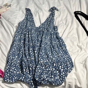 Blue and White Sleeveless Dress